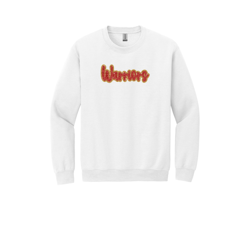 Embroidered Warriors Double Glitter Applique YOUTH Sweatshirt -Local Pick Up/Delivery