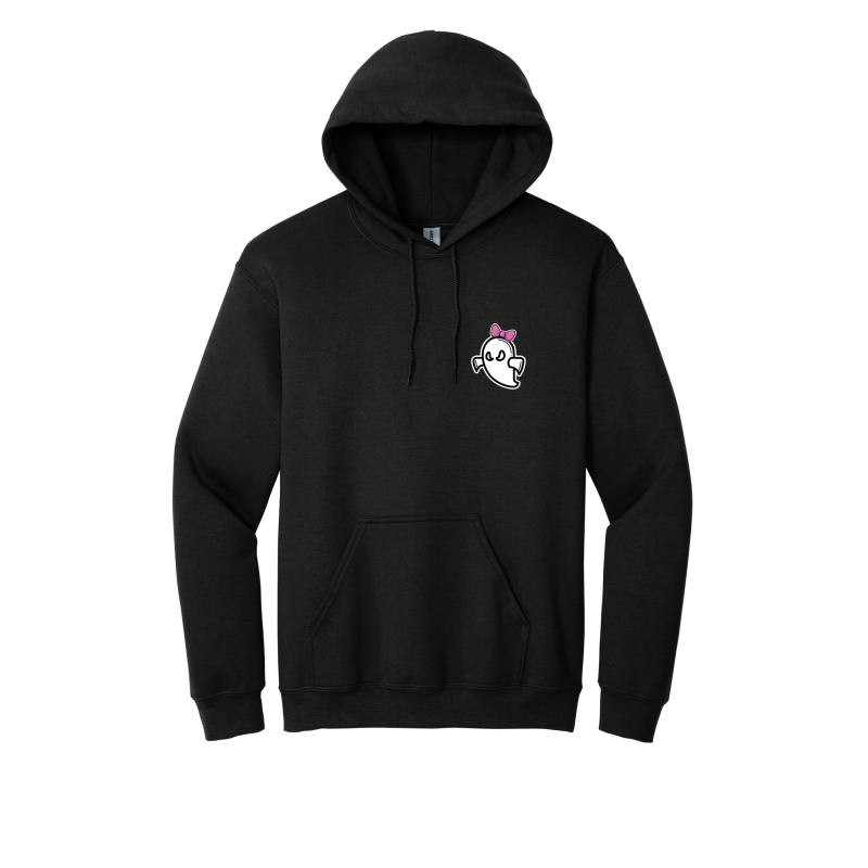 Embroidered Ghost with Bow Softball Design -Crewneck, Hoodie, Full Zip Up