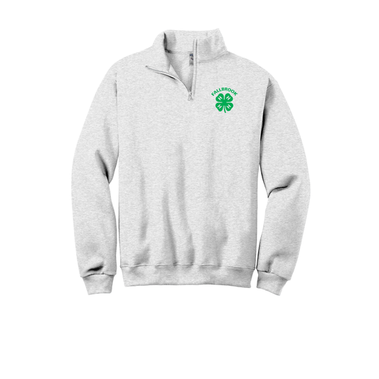 Embroidered Clover 4H- ADULT 1/4 Zip Sweatshirt (No back design)