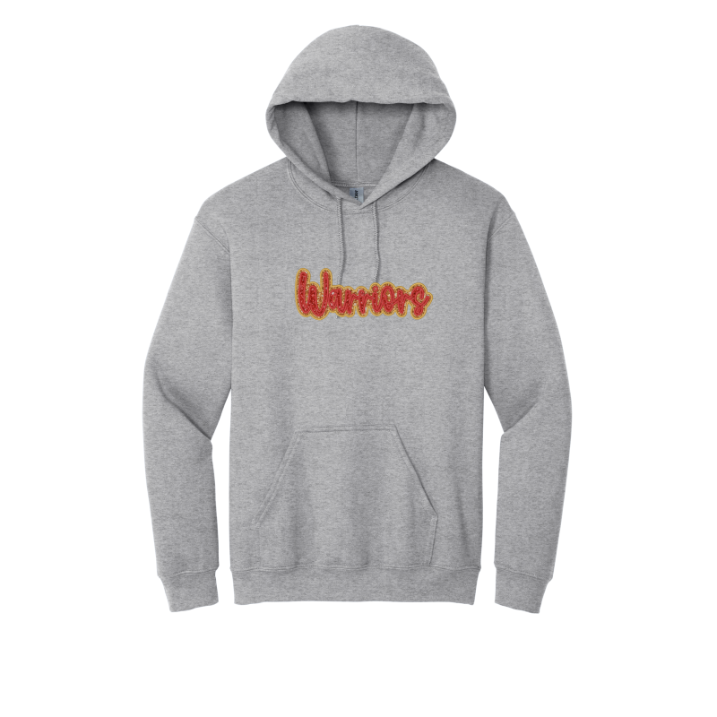 Embroidered Warriors Double Glitter Applique YOUTH Sweatshirt -Local Pick Up/Delivery