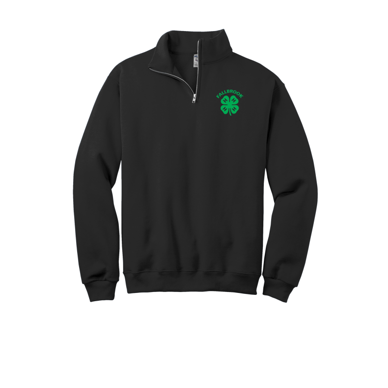 Embroidered Clover 4H- ADULT 1/4 Zip Sweatshirt (No back design)