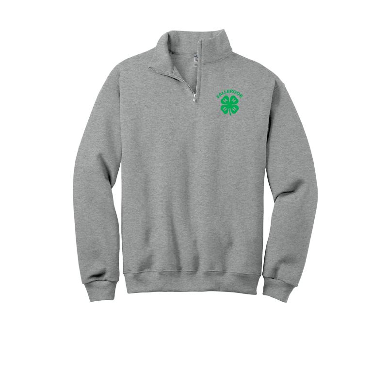 Embroidered Clover 4H- ADULT 1/4 Zip Sweatshirt (No back design)