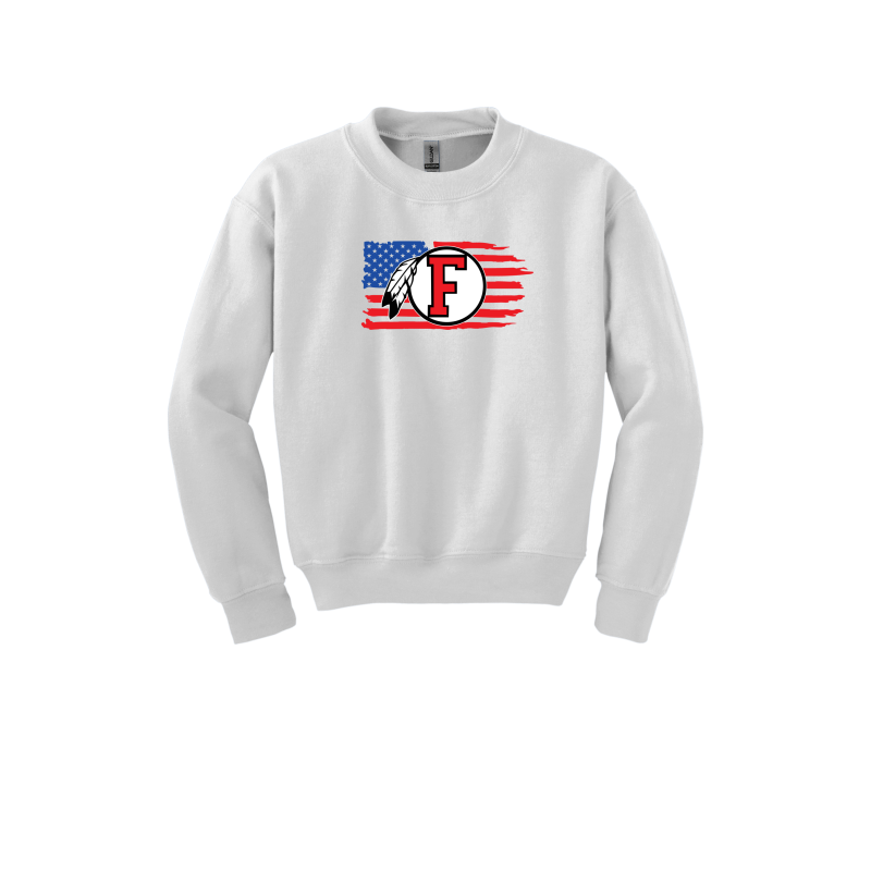 American Flag- Dreamcatcher- FRONT ONLY- YOUTH Crewneck Sweatshirt