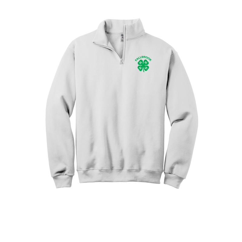 Embroidered Clover 4H- ADULT 1/4 Zip Sweatshirt (No back design)