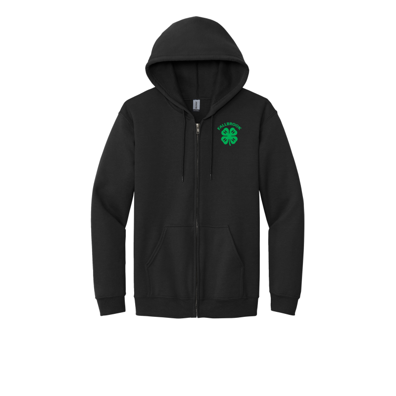 Embroidered Clover 4H ADULT Zip Up Hoodie (No back design)