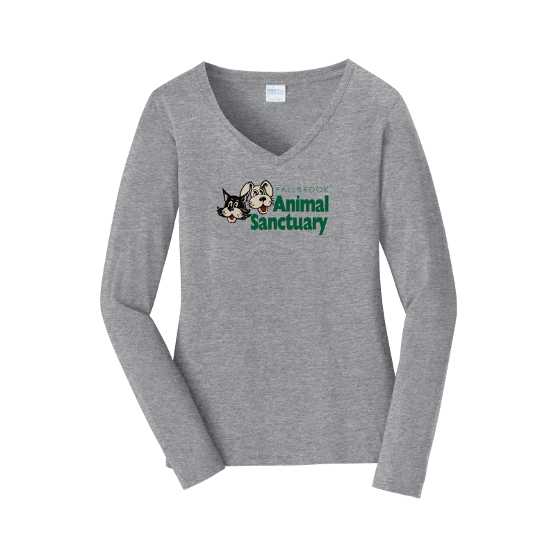 FAS- Women's V-Neck Long Sleeve Shirt - Front Design Only