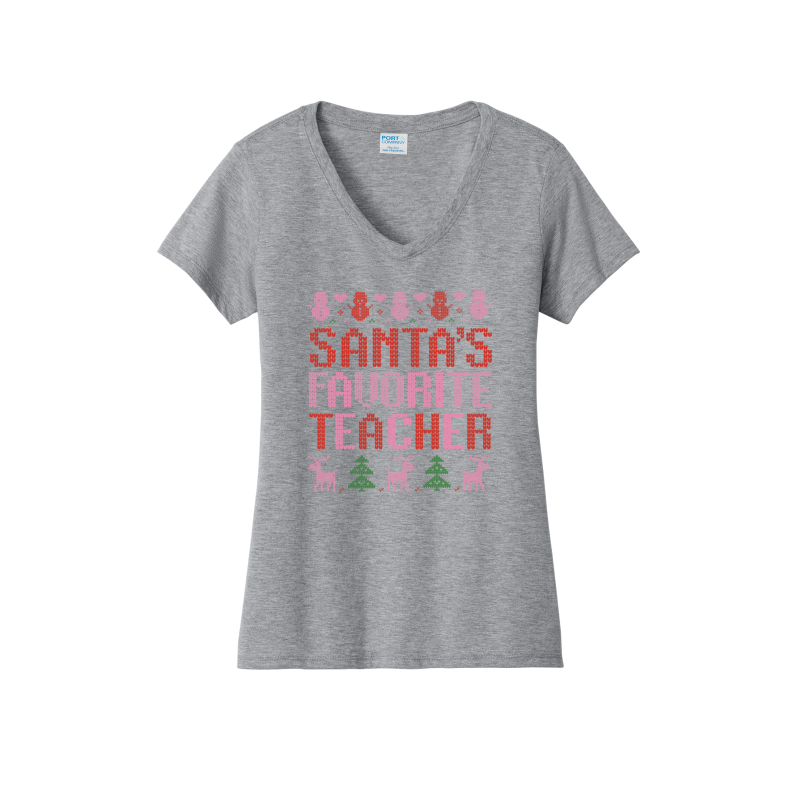 Santa's Favorite Teacher -Women's V-Neck