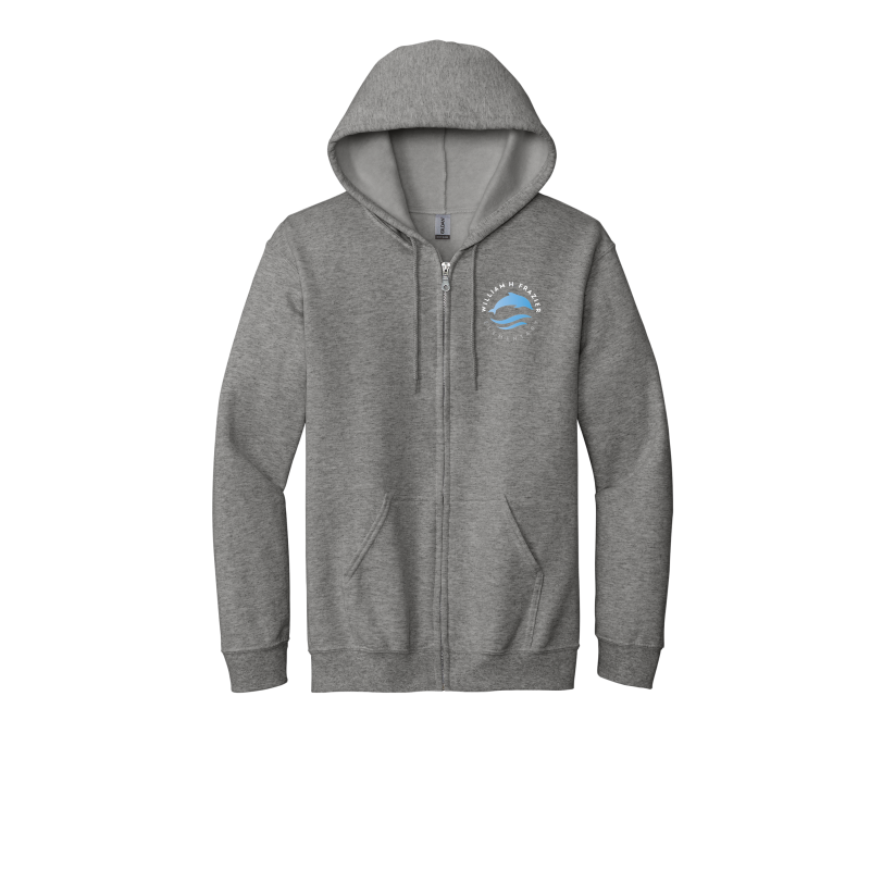 EMBROIDERED- Frazier Dolphin Logo- ADULT Full Zip Hoodie