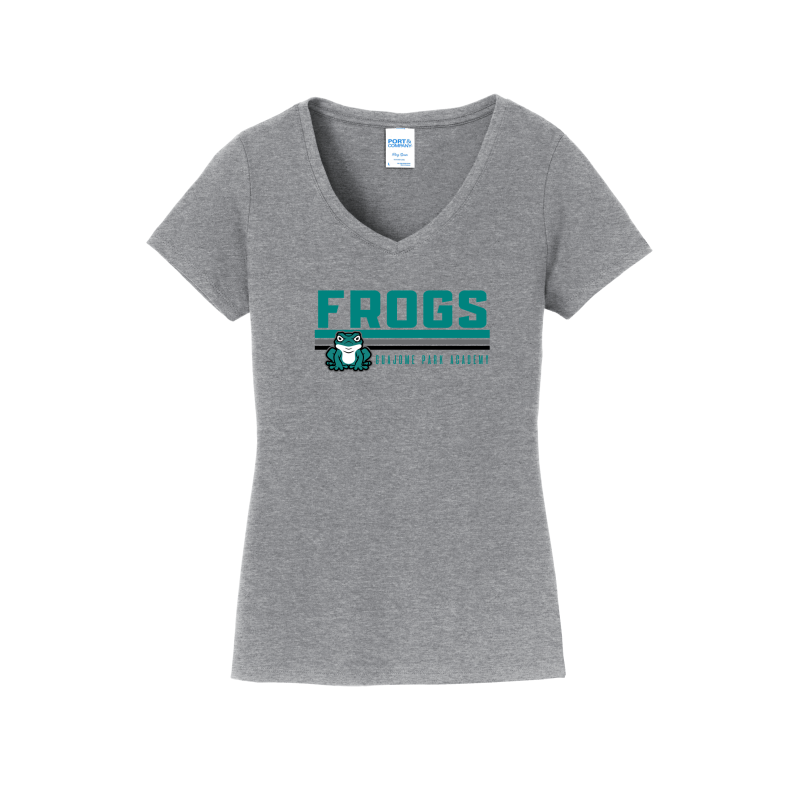 Stripe Frogs Design- Women's V-Neck