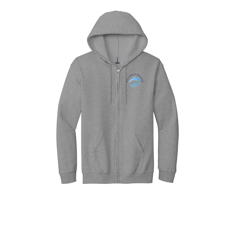 EMBROIDERED- Frazier Dolphin Logo- ADULT Full Zip Hoodie