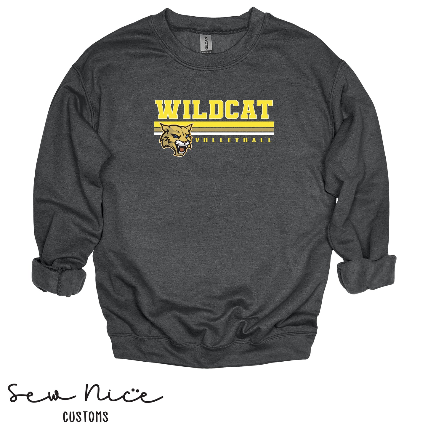 Wildcat Volleyball Lines Design- Unisex Adult/Youth Crewneck Sweatshirt