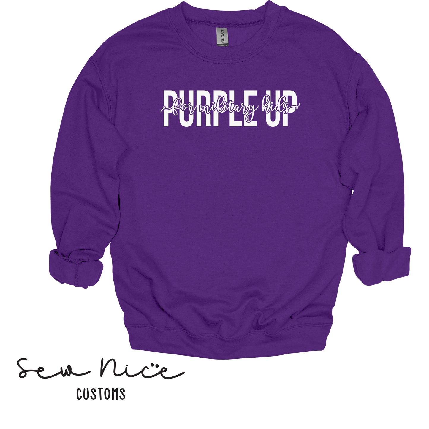Purple Up Script -Adult Crewneck Sweatshirt