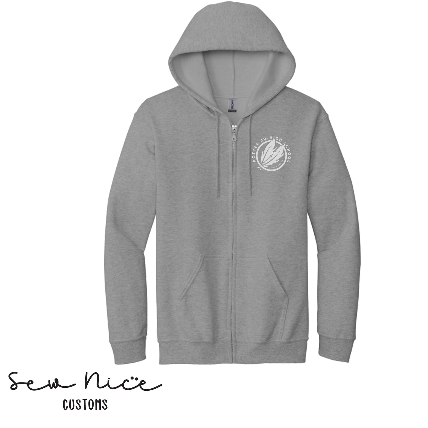 Potter Monochromatic Embroidered Design- Unisex Adult/Youth Full Zip Hoodie