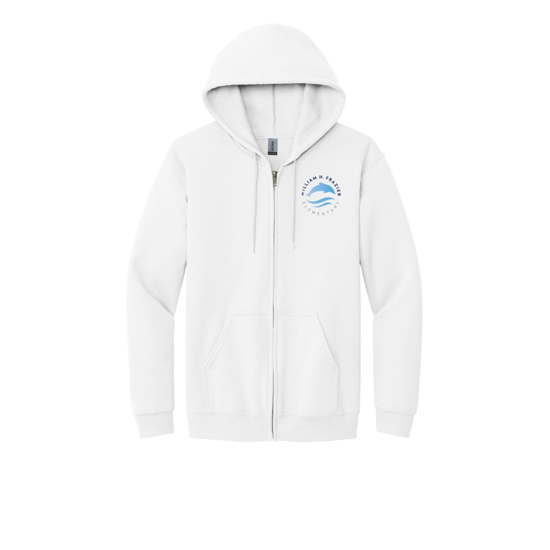 EMBROIDERED- Frazier Dolphin Logo- ADULT Full Zip Hoodie