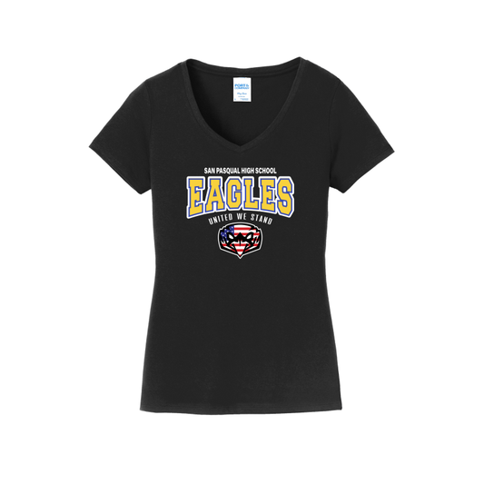 San Pasqual American Flag Eagle Design- Women's V-Neck Shirt