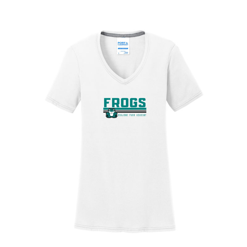 Stripe Frogs Design- Women's V-Neck