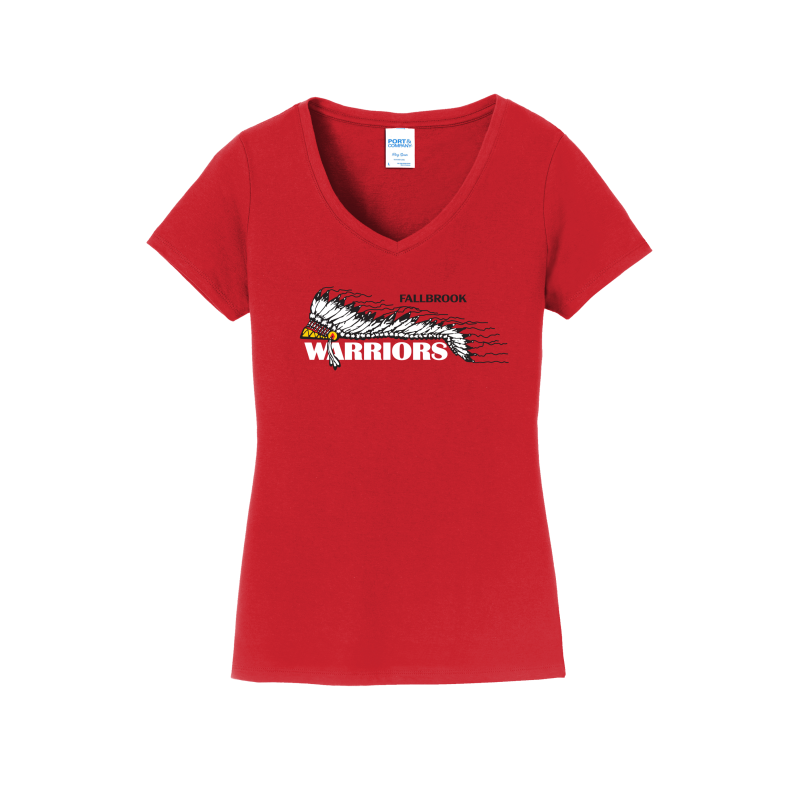 Warriors Headdress- Women's V-Neck Shirt -FHS Water Polo