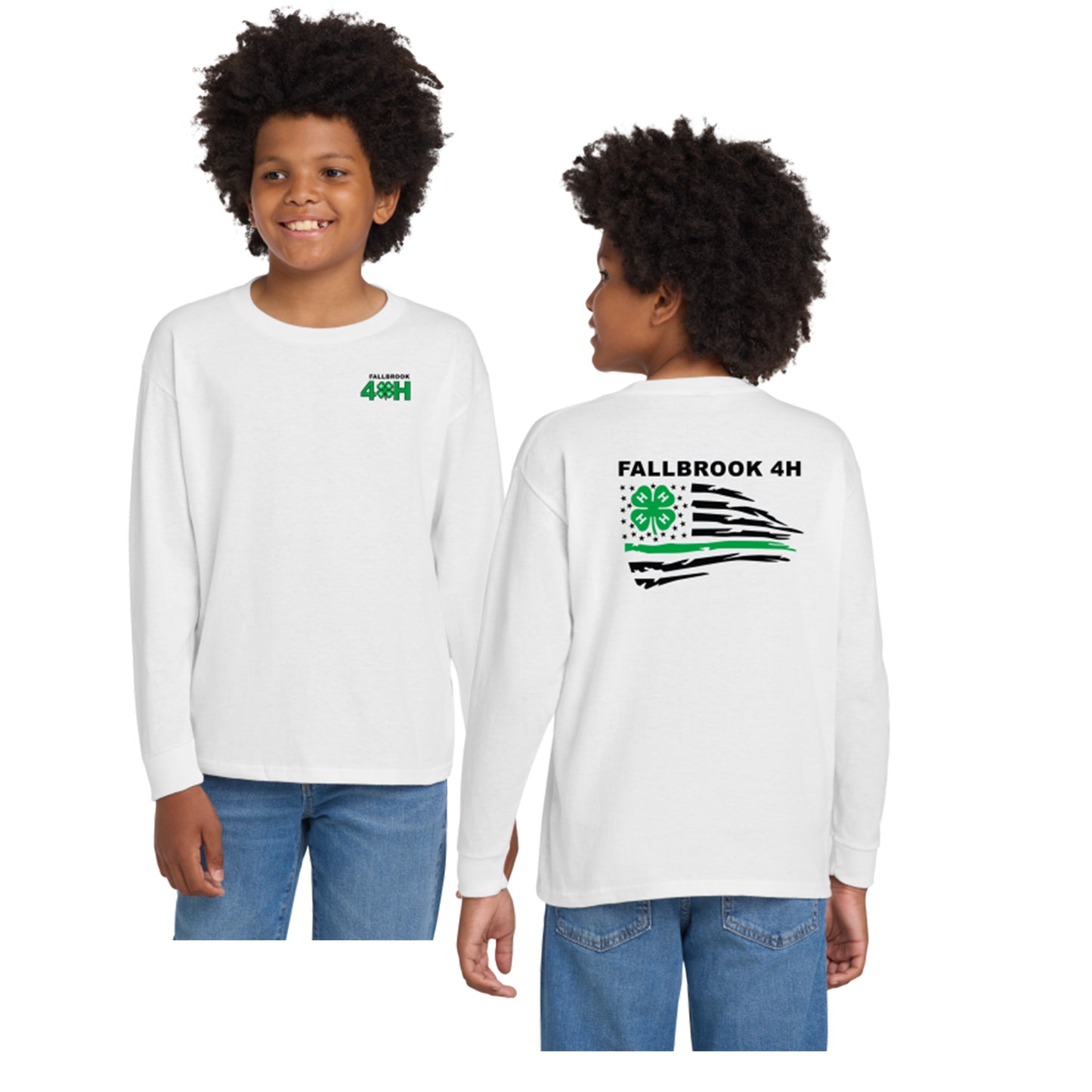 Fallbrook 4-H- YOUTH Unisex Long Sleeve Shirt- Left Chest/Back Design