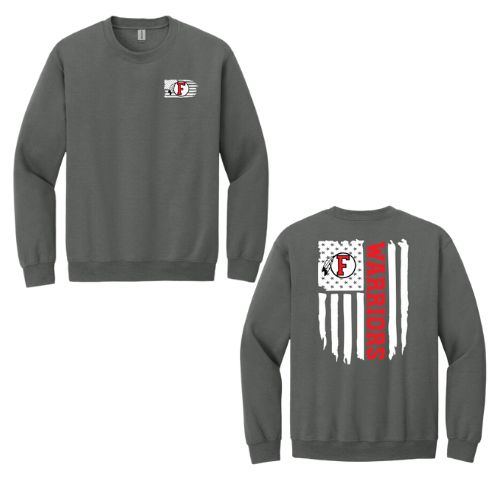 American Flag - Warriors - FRONT/BACK YOUTH Crewneck Sweatshirt