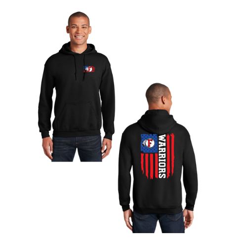 American Flag - Warriors - FRONT/BACK ADULT Hoodie