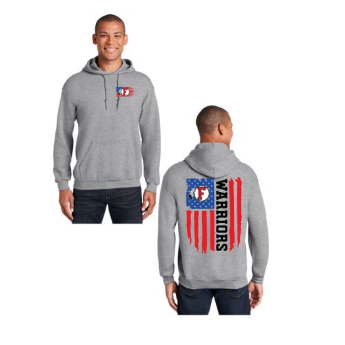 American Flag - Warriors - FRONT/BACK ADULT Hoodie