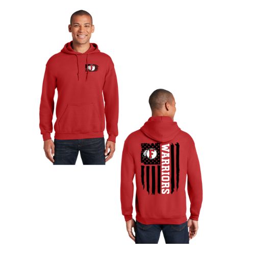 American Flag - Warriors - FRONT/BACK ADULT Hoodie