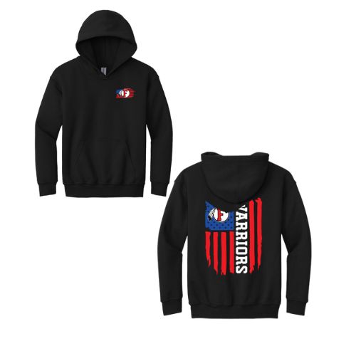 American Flag - Warriors - FRONT/BACK YOUTH Hoodie
