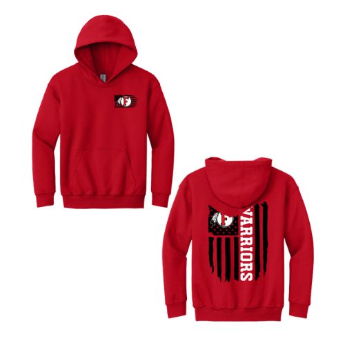 American Flag - Warriors - FRONT/BACK YOUTH Hoodie