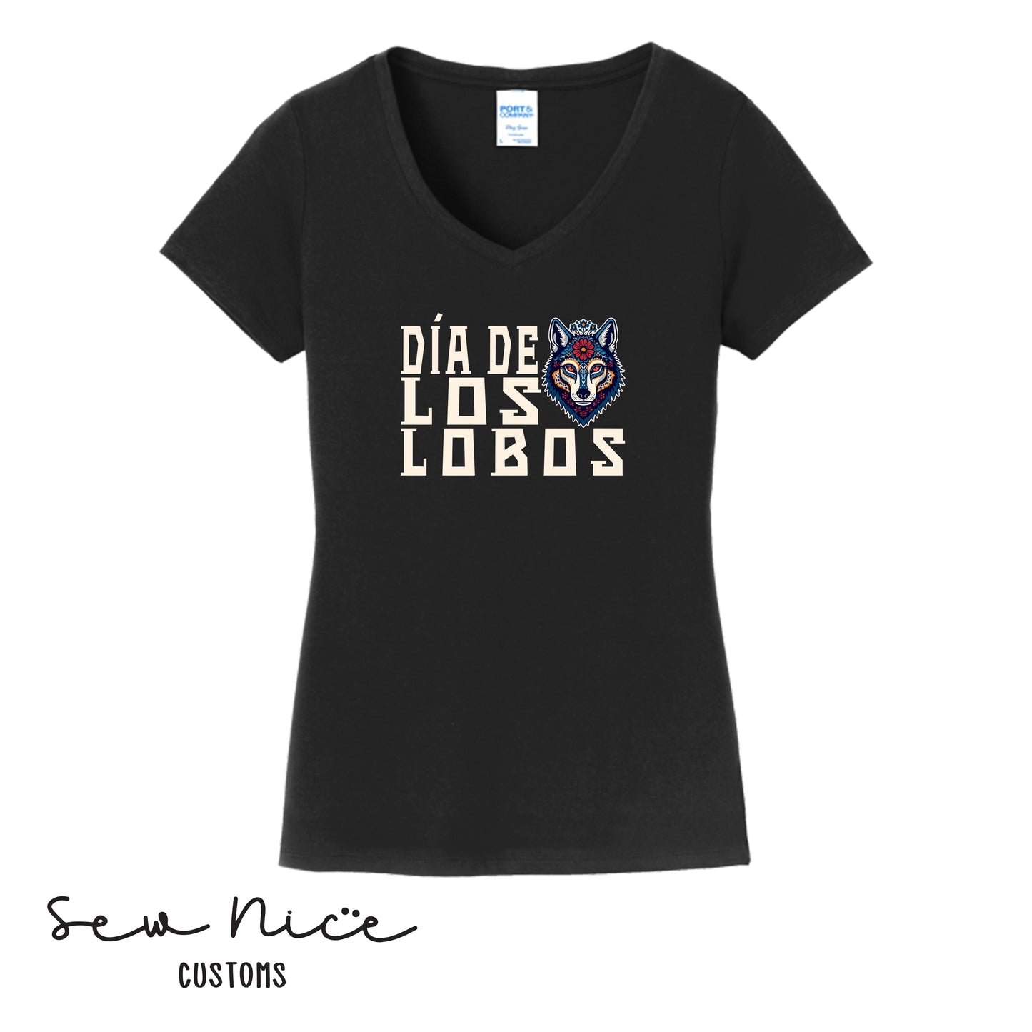 Dia De Los Lobos- Ladies V-Neck Shirt