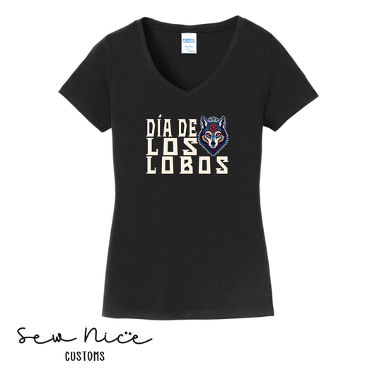 Dia De Los Lobos- Ladies V-Neck Shirt