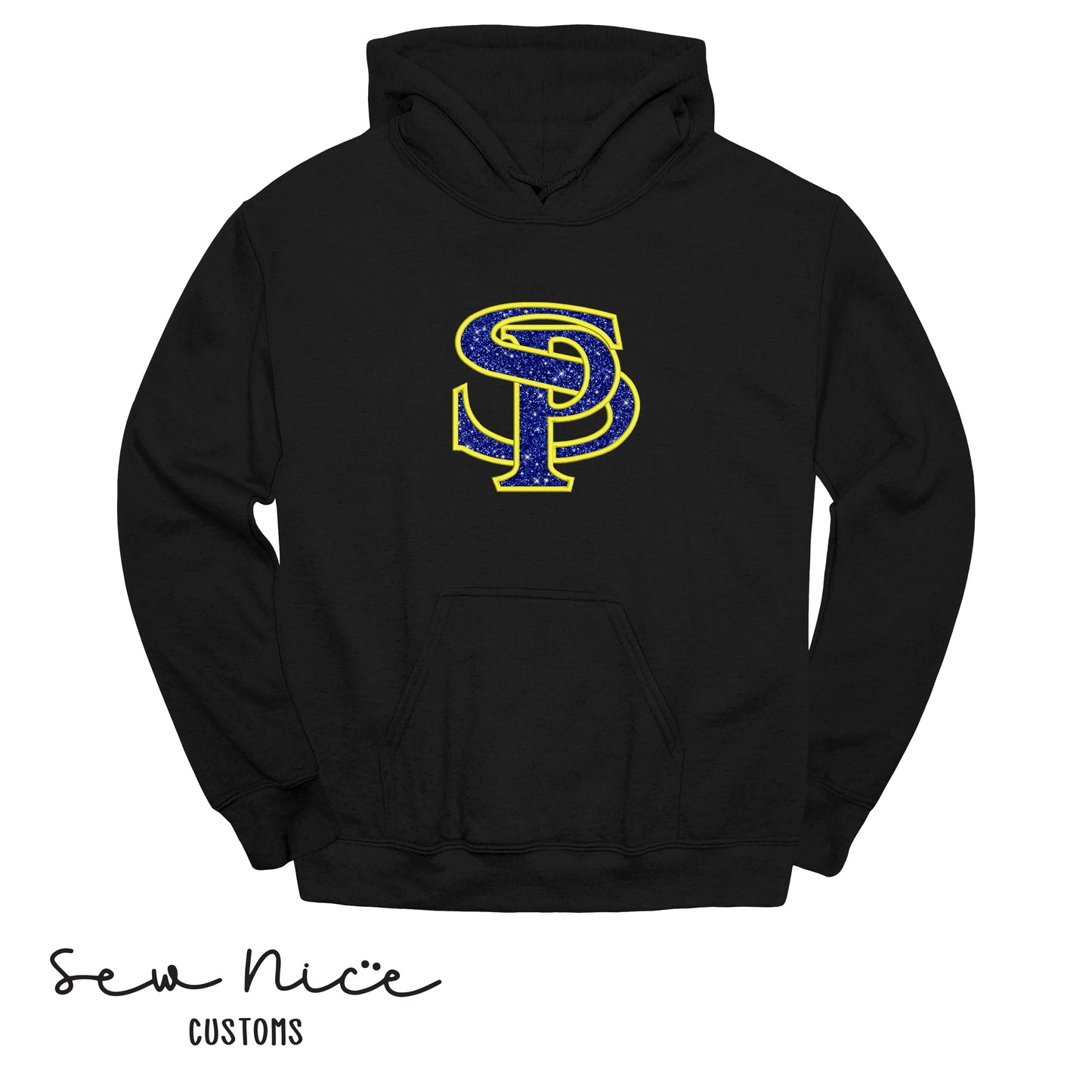 SP Glitter Embroidered Applique- Adult/Youth Hoodie- Football
