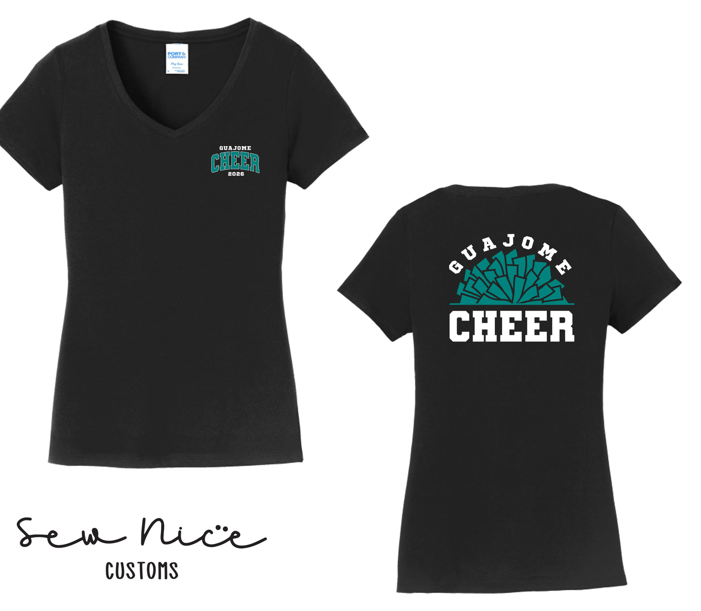 Guajome Pom Pom Cheer- Women's V-Neck Shirt
