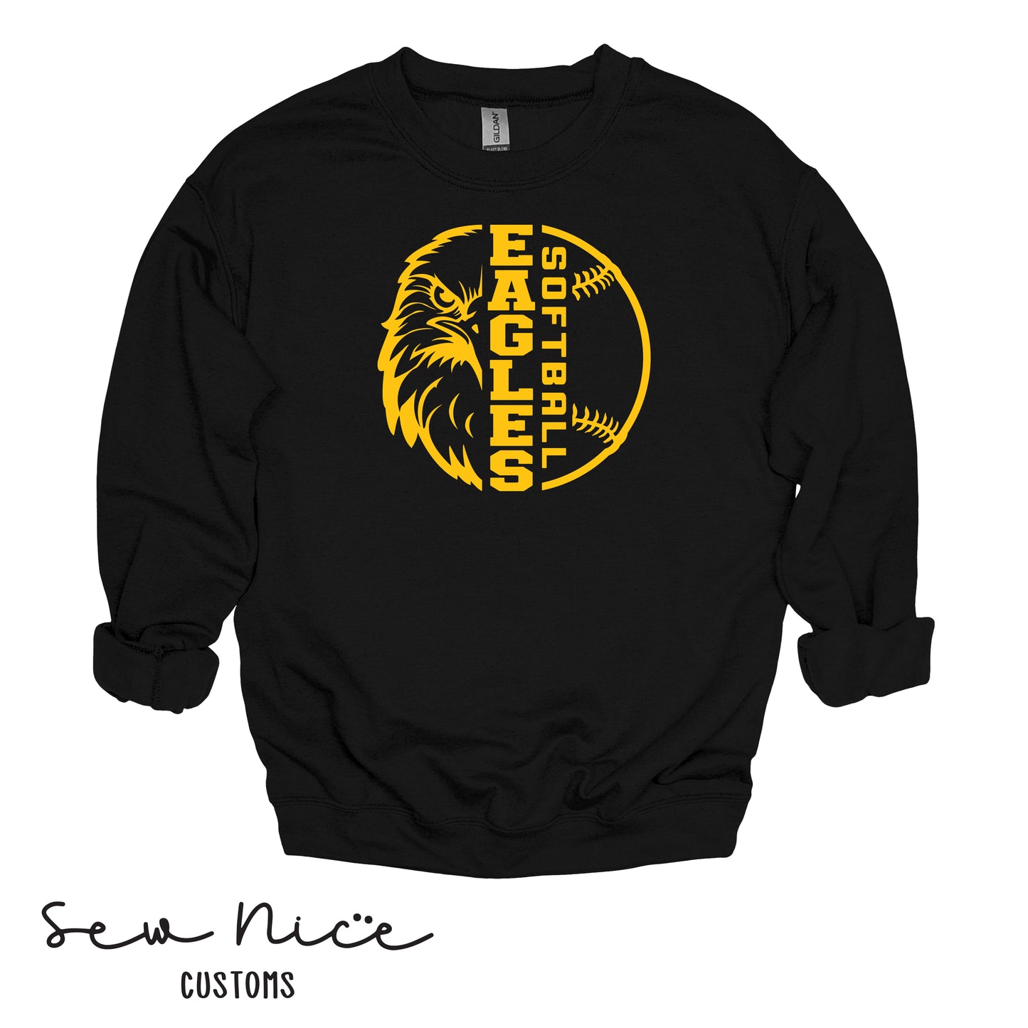 YOUTH Eagles Face Softball- Crewneck Sweatshirt