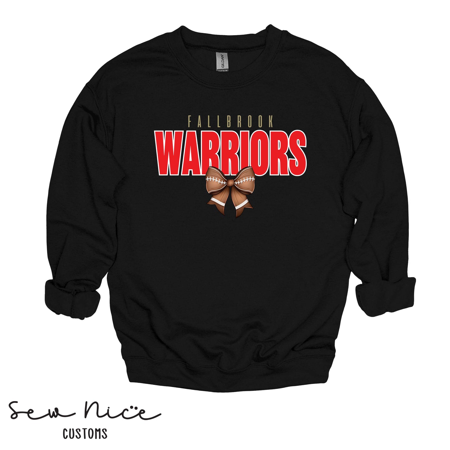 Fallbrook Football Bow- Crewneck Sweatshirt