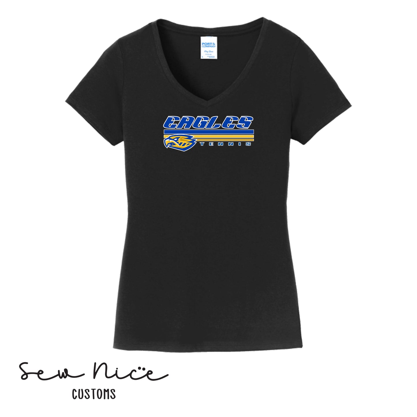 SP Eagles Lines- Tennis- Ladies V-Neck Shirt