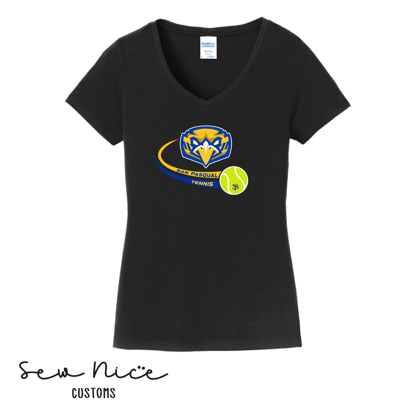 SP Eagles Swoosh Tennis- Ladies V-Neck Shirt