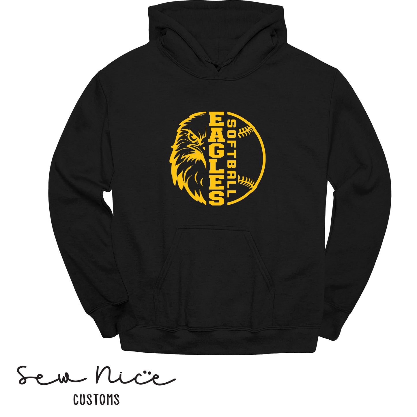 YOUTH Eagles Face Softball- Hoodie