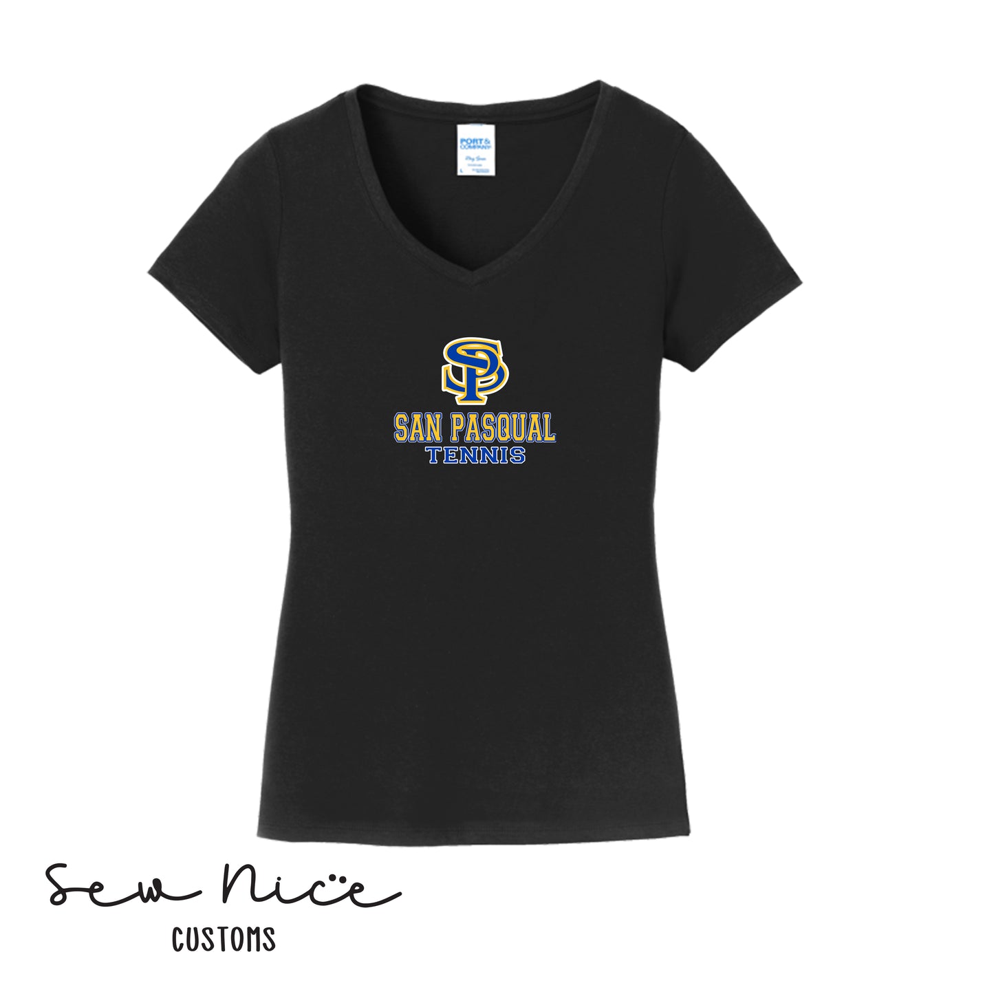 SP San Pasqual Tennis- Ladies V-Neck Shirt