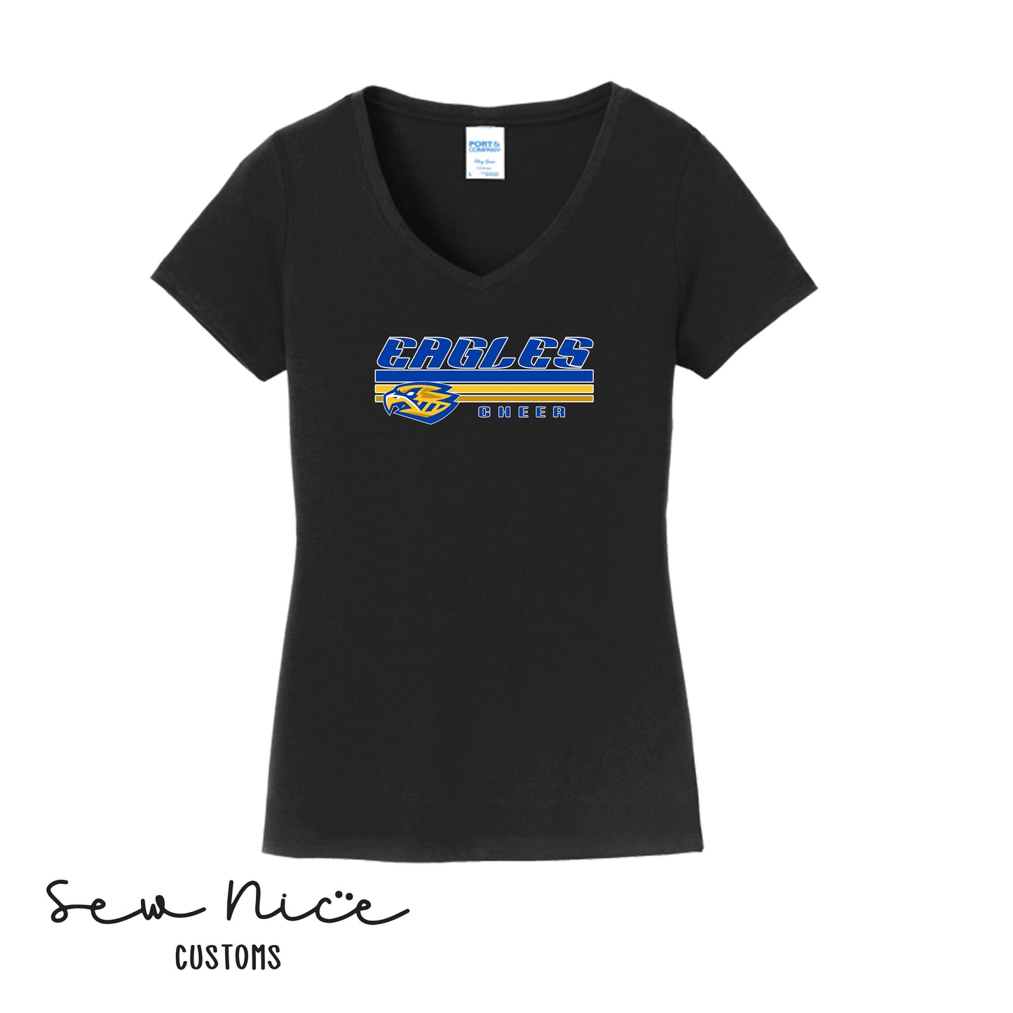 SP Eagles Lines Cheer- Ladies V-Neck Shirt