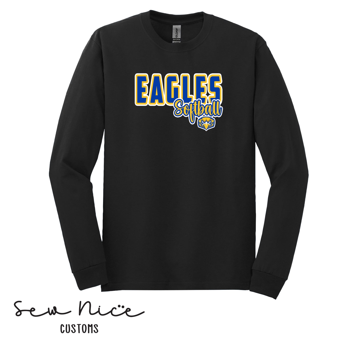 YOUTH Eagles Softball Script Long Sleeve Shirt