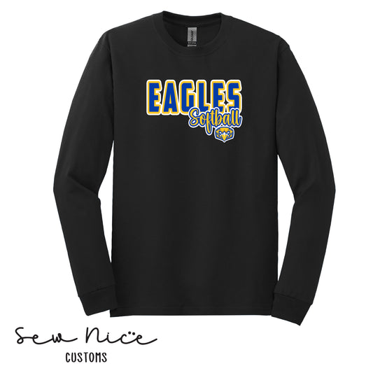 Eagles Softball Script Long Sleeve Shirt
