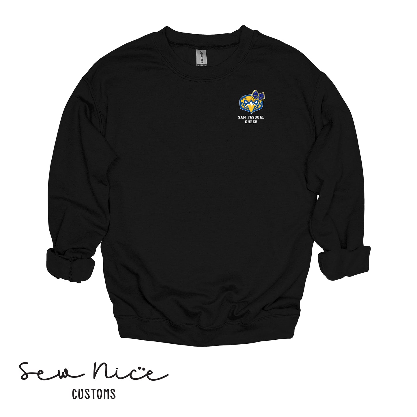 San Pasqual CHEER Glitter Bow- Unisex Adult/Youth Crewneck Sweatshirt