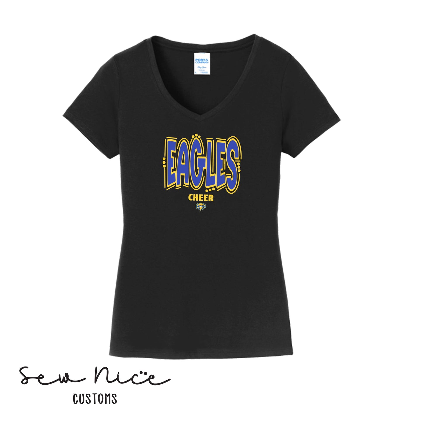 Eagles Doodle Cheer- Ladies V-Neck Shirt