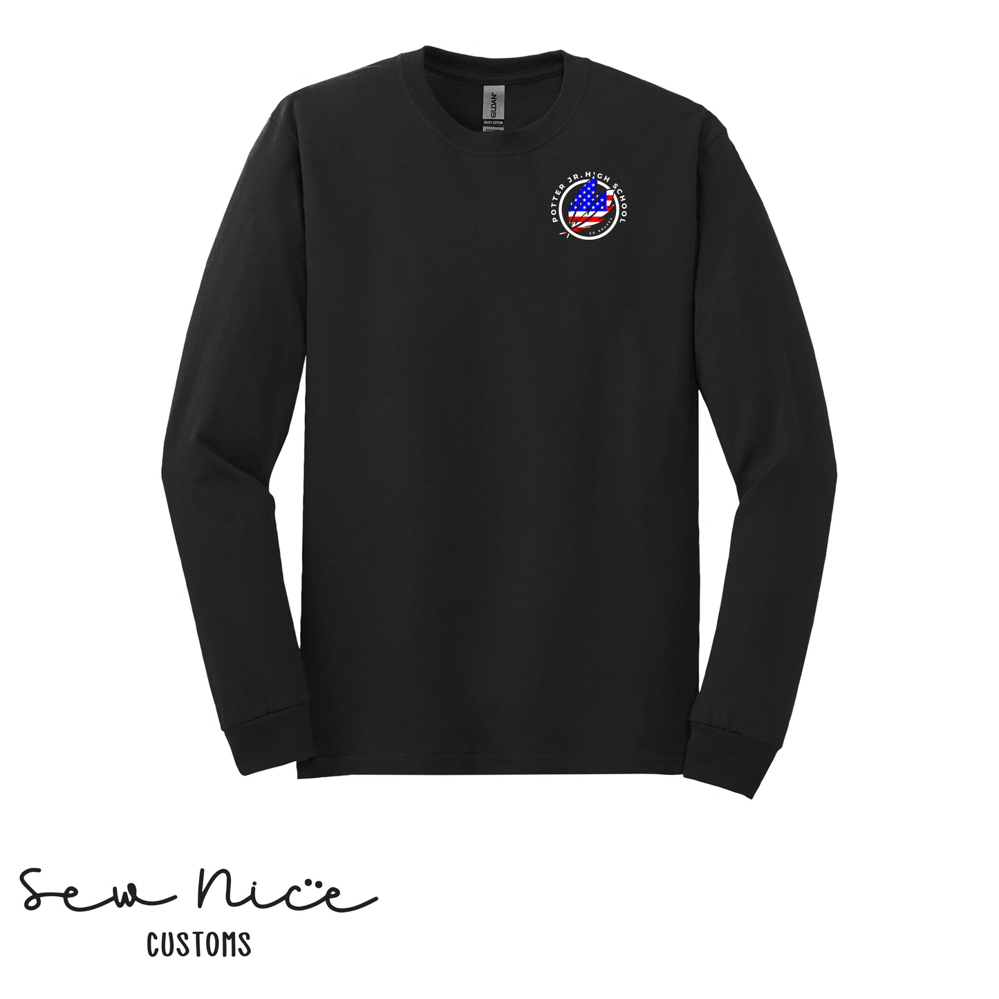 American Flag Potter Design- Unisex Adult/Youth Long Sleeve Shirt