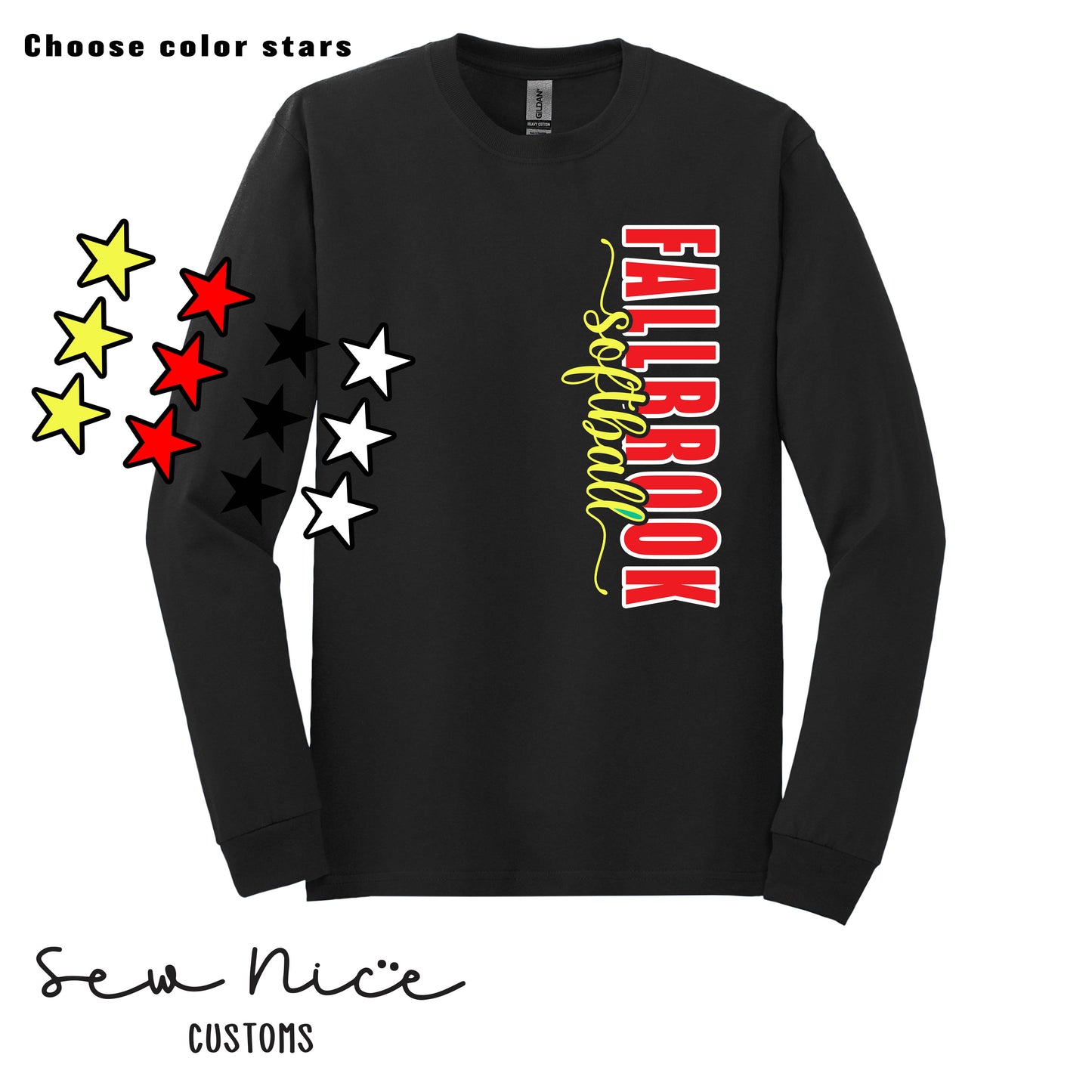 Fallbrook Softball Side Design- Unisex Long Sleeve Shirt