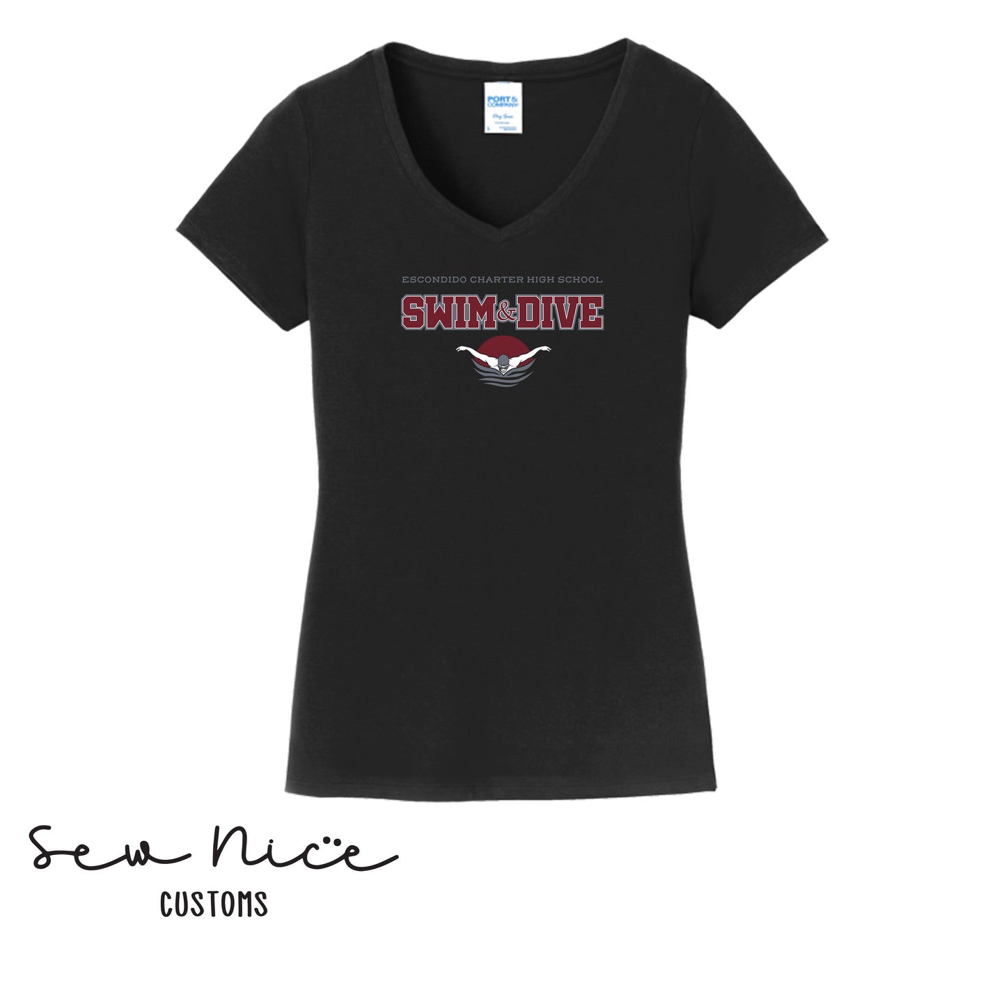 ECHS Swim & Dive-Ladies V-Neck