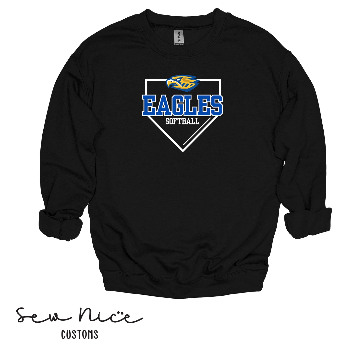 YOUTH Eagles Softball Plate- Crewneck Sweatshirt