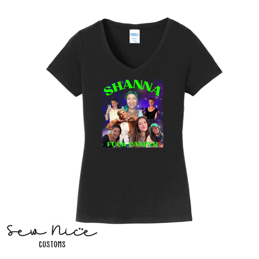 Shanna F*@k Cancer Collage Women's V-Neck Shirt