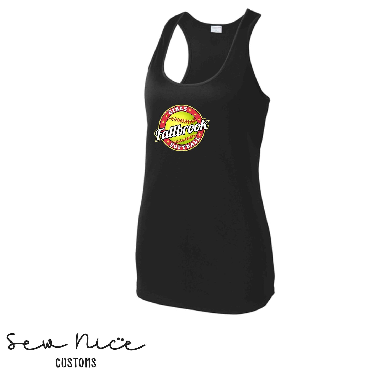 Fallbrook Girls Softball Logo- Ladies Dri Fit Tank Top