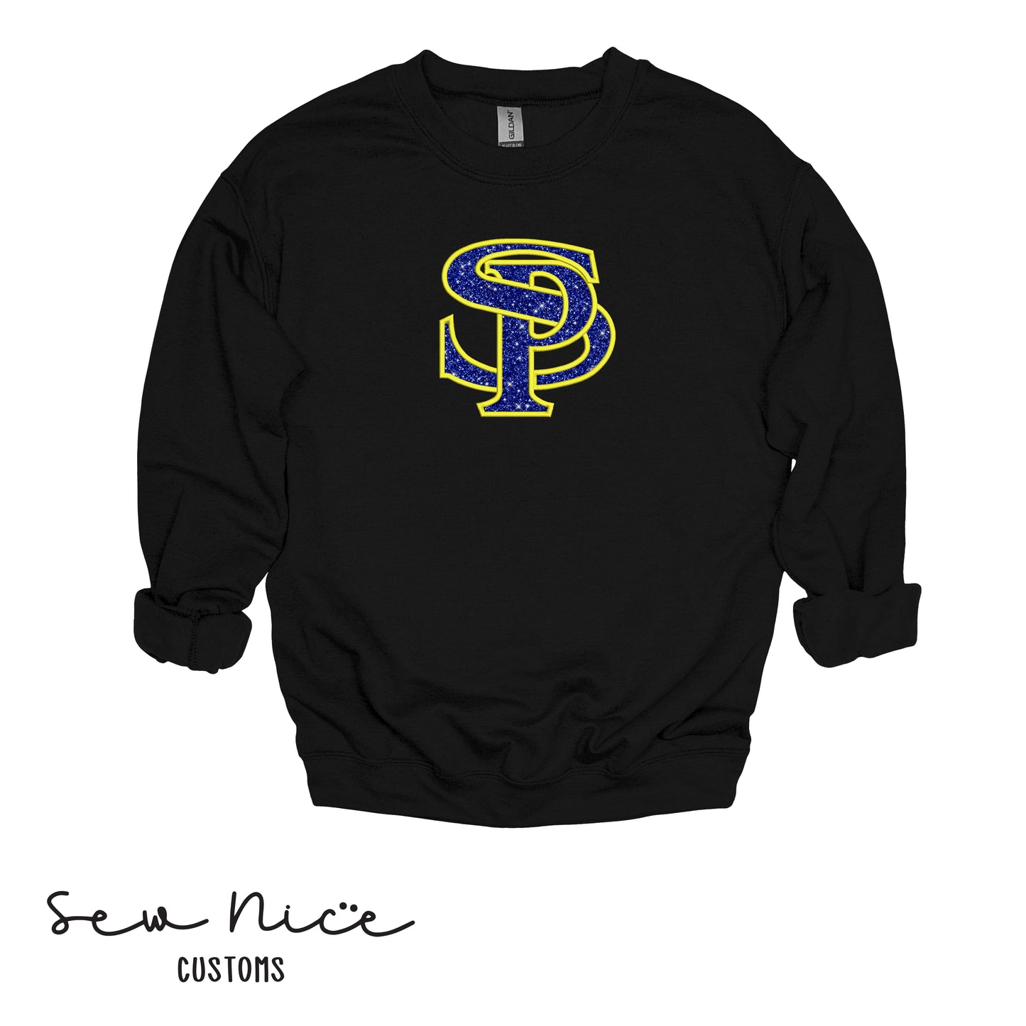 SP Glitter Embroidered Applique- Adult/Youth Crewneck Sweatshirt -Football